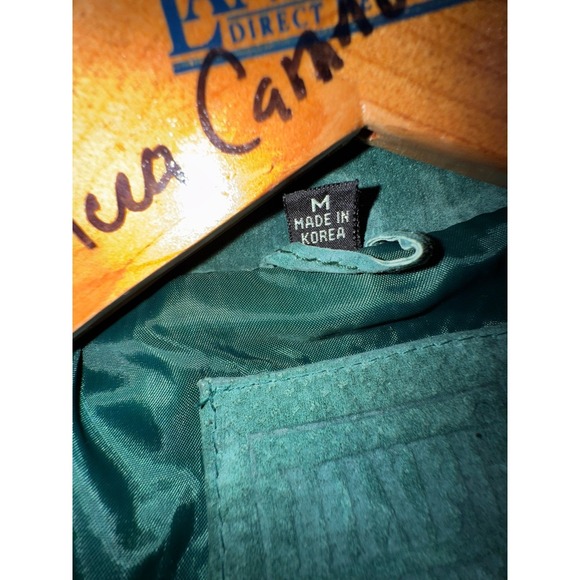 90s VTG Womens Vintage Green Suede Fringe Western Jacket Lace Up Back Size 4 / 6 - Picture 11 of 16